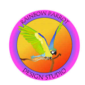 Logo for rainbow parrot design studio children